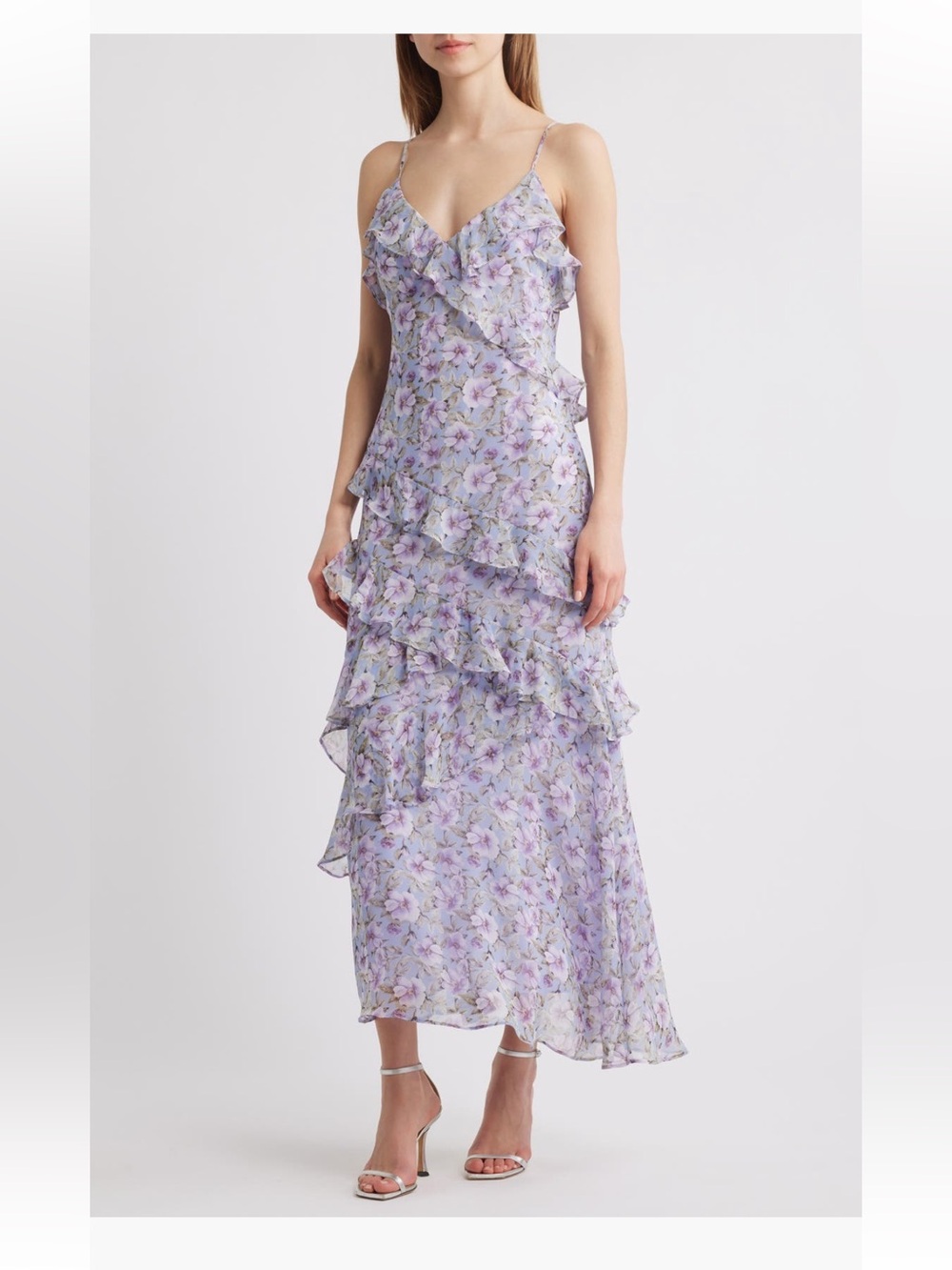 NWT Lulus Luella womens size XS floral print ruffle maxi dress